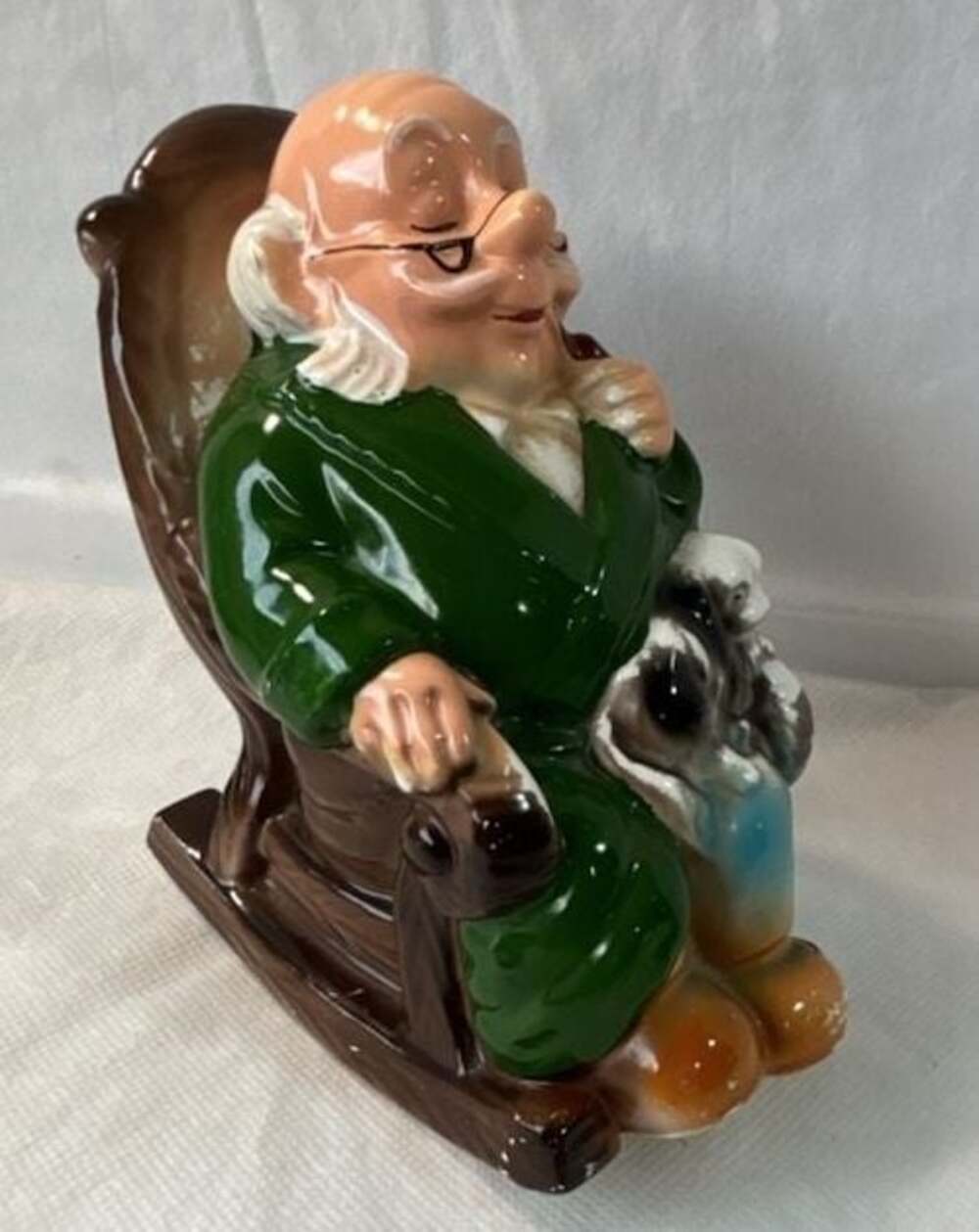 Vintage Royal Crown Hand Painted Retirement Fund Rocking Chair Piggy Bank
